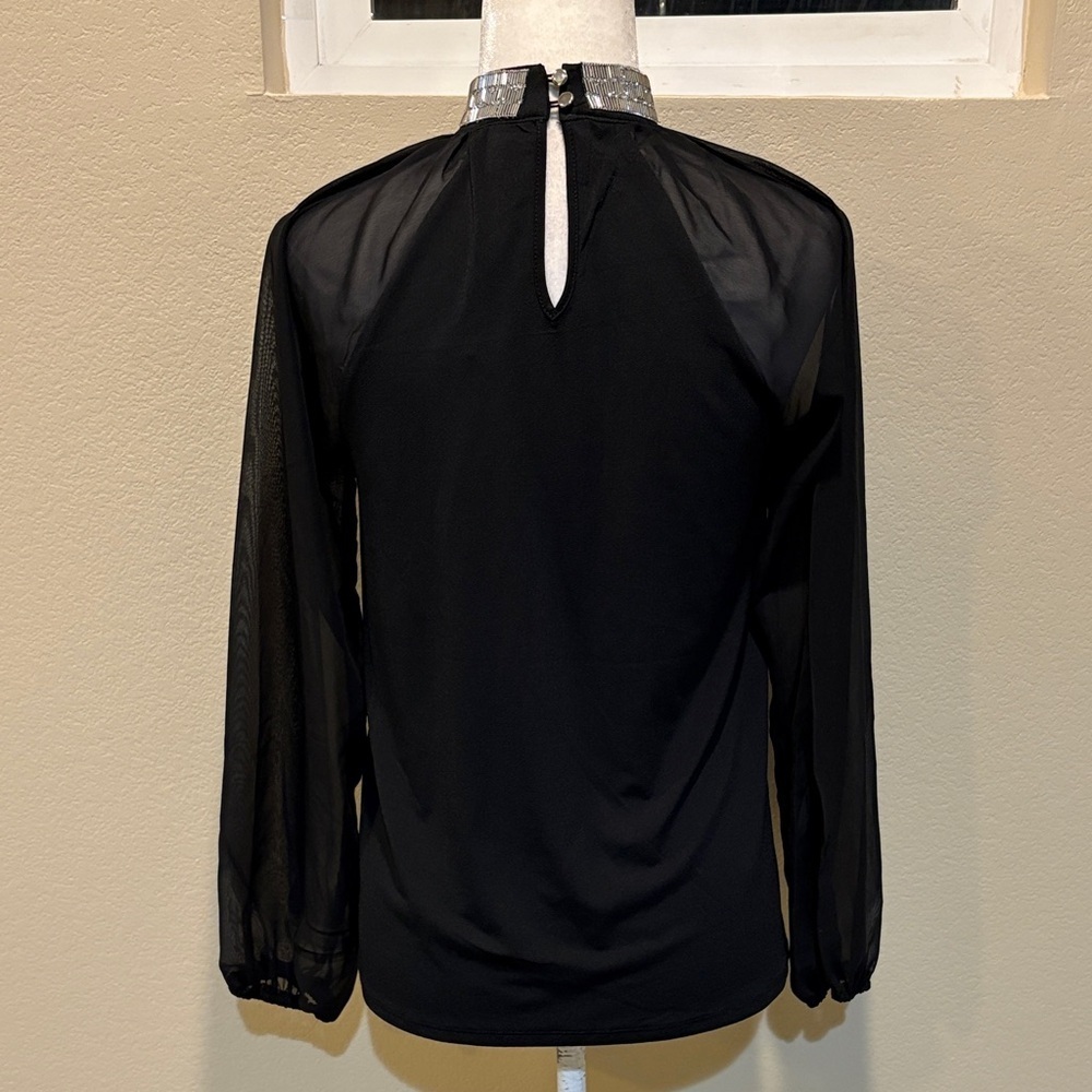Cable & Gauge Black Blouse with Silver Accents - Picture 5 of 14